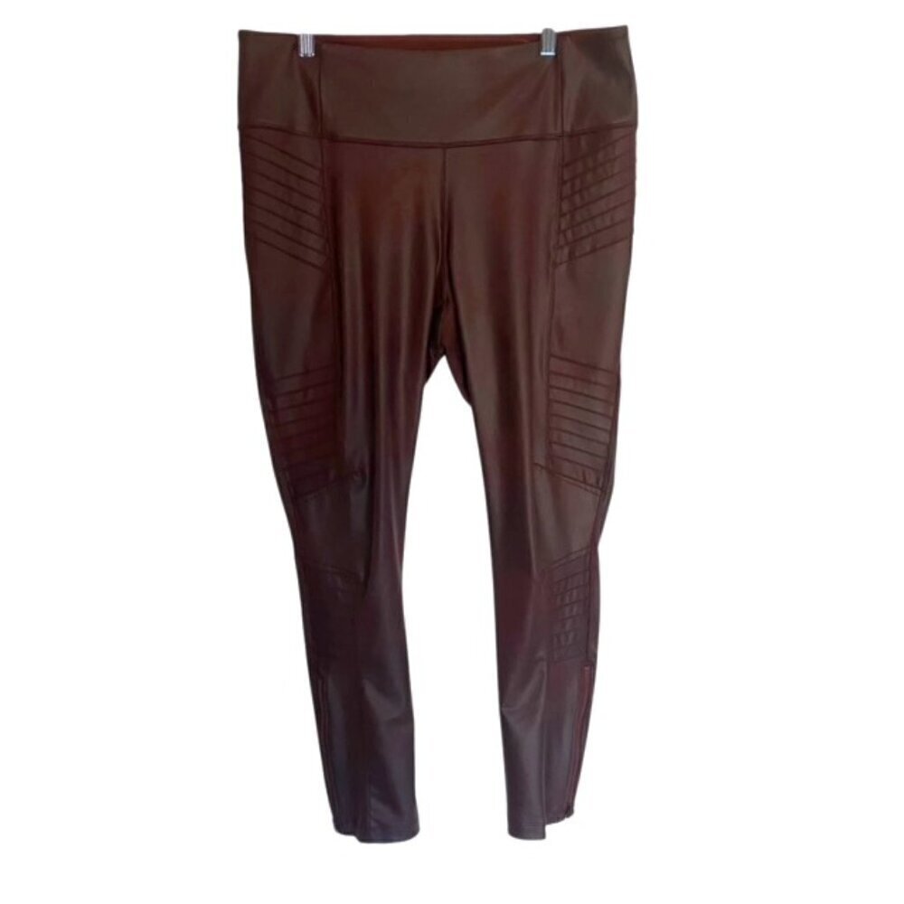 Athleta Delancy Gleam Moto Tight in Burgundy 1X - Picture 2 of 5